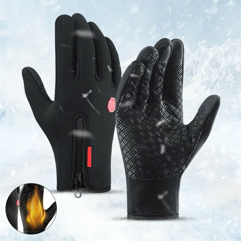 

Non-Slip Cycling Gloves Outdoor Splash-proof Windproof Touchscreen Mitten Zipper Warm Waterproof Gloves Driving