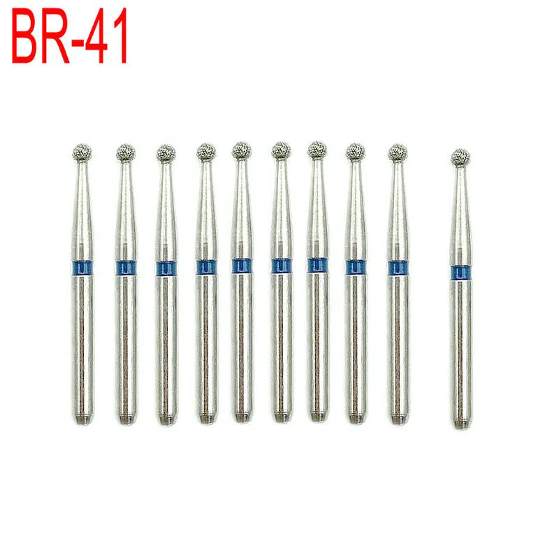 

10pcs/set Dental Tools Diamond Burs Drill Ball Round Type Dia-burs Medium FG 1.6mm for High Speed Handpiece BR-41