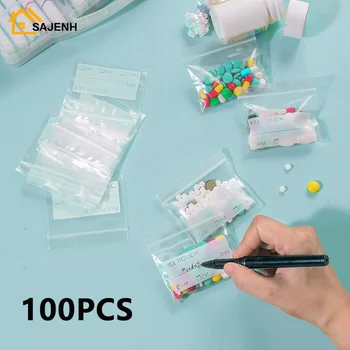 Sacchetti per pillole da 100 pezzi Sacchetti per pillole con cerniera Sacchetti per pillole riutilizzabili Sacchetti per pillole trasparenti Sacchetti per organizer per medicinali autosigillanti