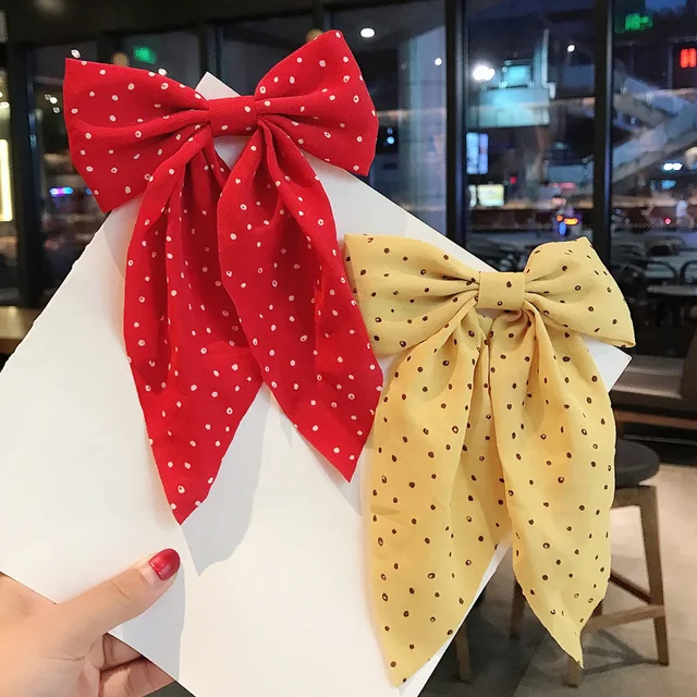 25 Style Korean Dots Floral Big Bow Hair Clip 4