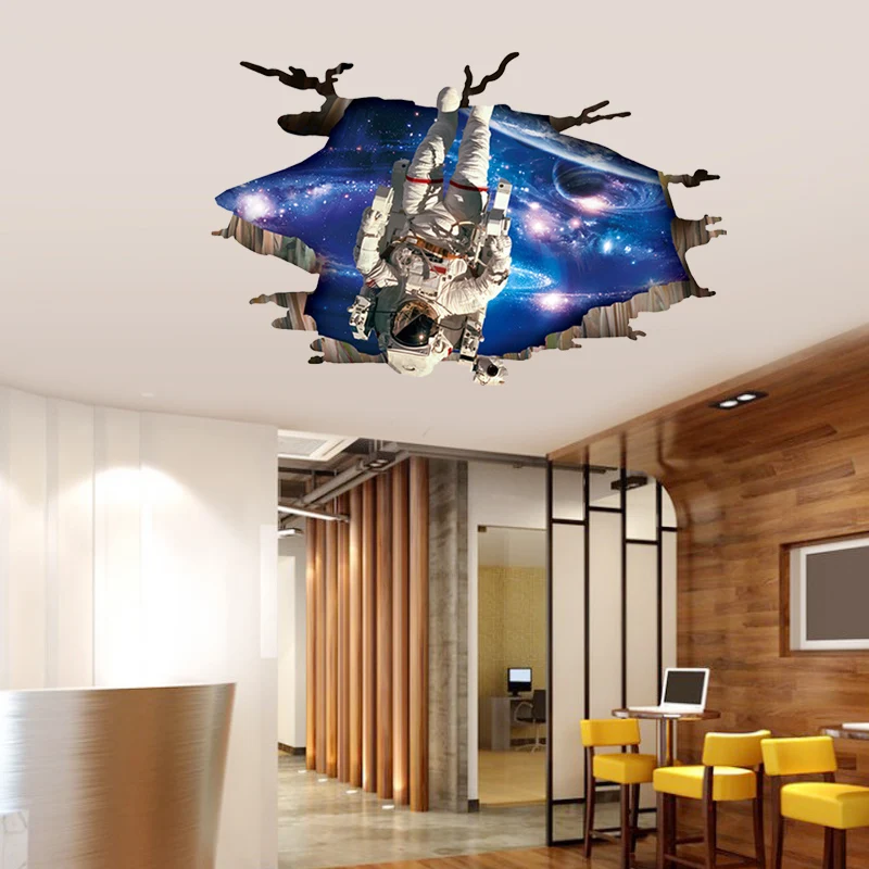 Space 3D three-dimensional wall pasted living room ceiling wall bedroom Creative room decoration painting background 3d stickers 3d wall stickers