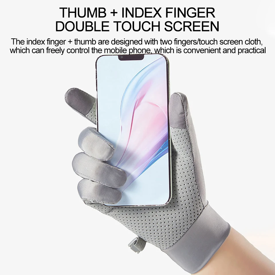 LOOGDEEL Fashion Women's Sun Protection Ice Silk Cycling Gloves Men Sport Running Fishing Driving Gloves Cool Breathable Anti-UV 5