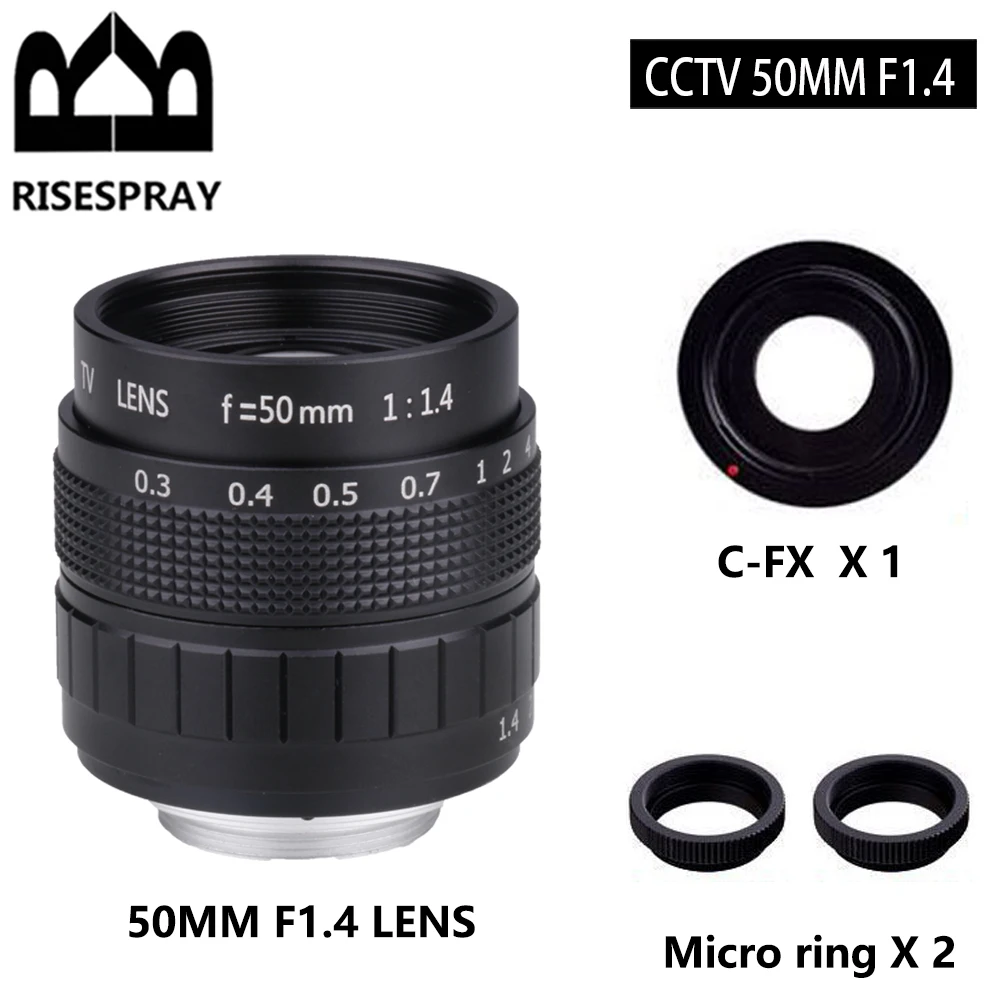 Объектив CCTV Fujian 50 мм f/1,4 APS-C + переходное кольцо + 2 макрокольца для беззеркальной камеры Fujifilm X Mount XT10/XT20/XT30/X100F