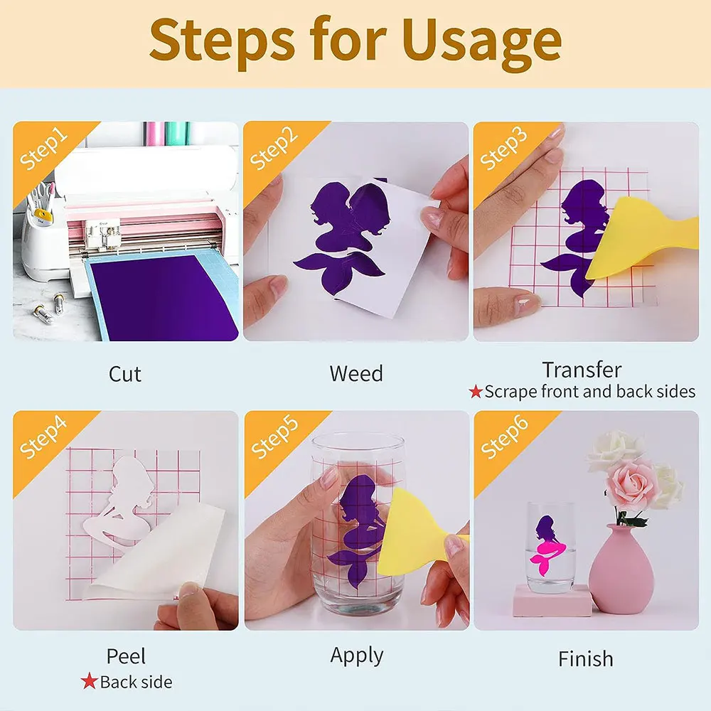 12x10in Hot Sensitive Color Changing Vinyl Adhesive Craft Film Sheet 3 Colors with 2pcs Transfer Paper For Cut Cup Home Decor