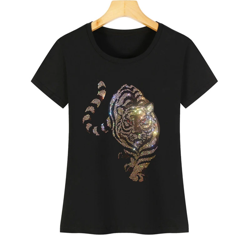 Camiseta de manga corta de tigre blanco para mujer, Camiseta