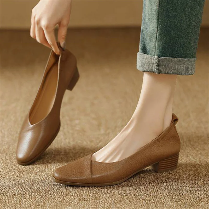 2025 Spring Soft Dress Office Shoes Women Pumps Genuine Leather Shoes ...