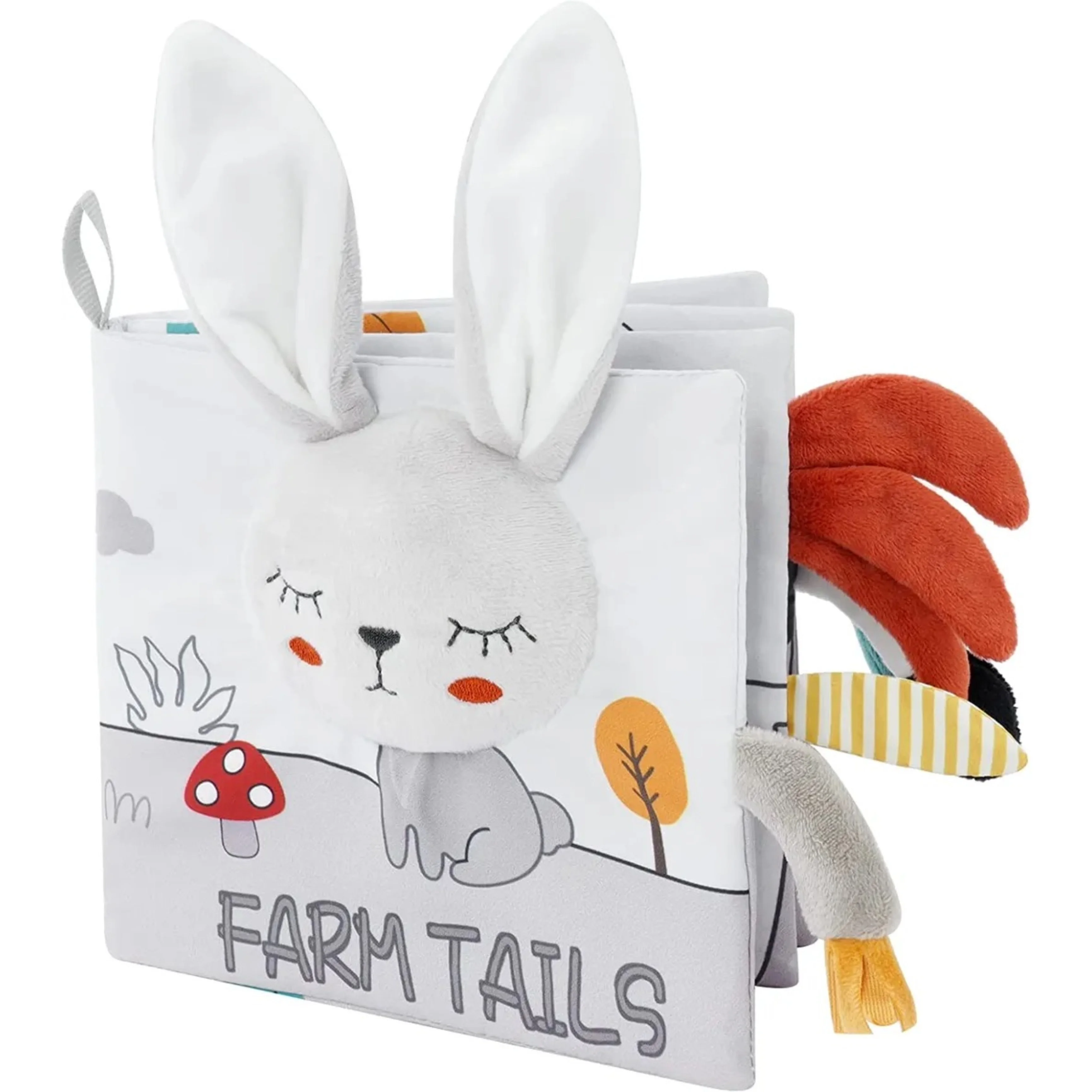 thumbnail image 1 of Cute Elephant Baby Cloth Book - Soft 3D Animal Tail with Sound, Sensory Fun Educational Interactive Toy - Perfect Gift for Baby, 1 of 6