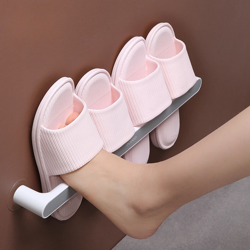 Ecoco Slipper Rack Bathroom Wall-mounted Slipper Organizer Home Bedroom Shoe Hanger Shoe Stand Bathroom Storage Shelf Save Space 4