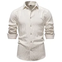 Chemise à manches longues pour homme, style Old Money, texture froissée, taille européenne, décontractée pour le travail, nouvelle arrivée printemps 3