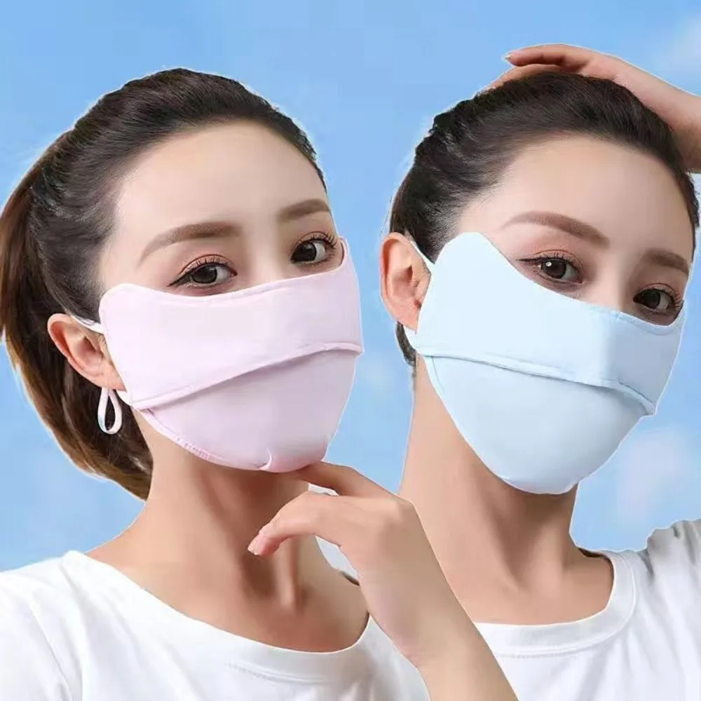 자외선 차단 아이스 실크 자외선 차단 마스크, 워셔블 통기성 스포츠 마스크, 조절 가능한 얼굴 커버, 야외, 신제품 