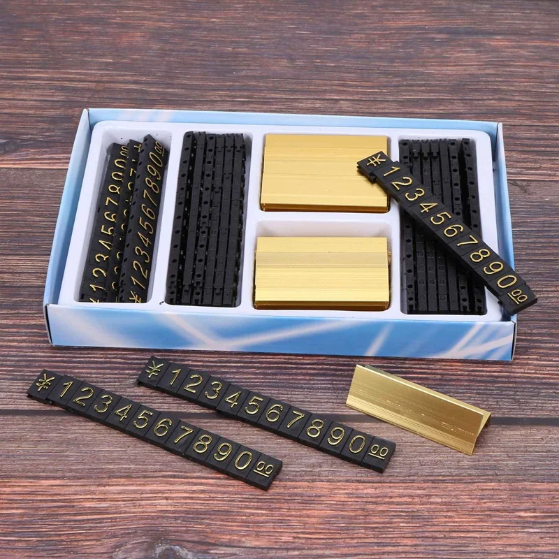 

19 groups gold-tone metal, Arabic numerals together price tags