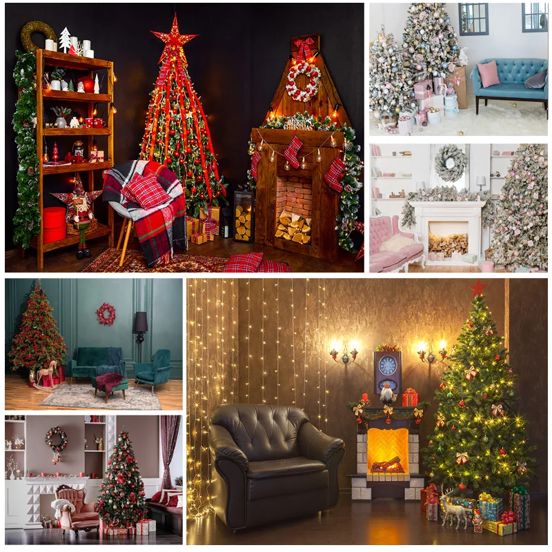 

Christmas Indoor Theme Photography Background Christmas tree Children Portrait Backdrops For Photo Studio Props 21522 DHY-03