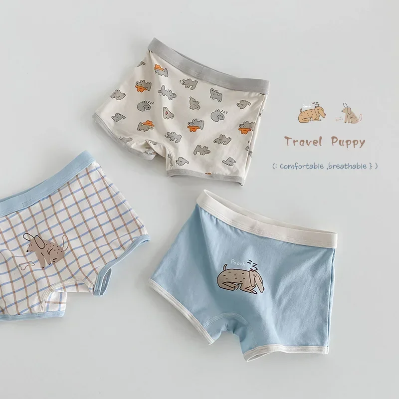 

N122 Children's Underwear Autumn Cartoon Puppy Baby Flat Angle Large PP Pure Cotton Class A Boys Underwear