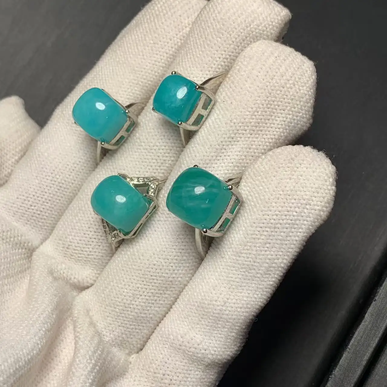 Natural Amazonite Ring Adjustable Female Ring Jewelry for Women Gift Wholesale High Quality Vintage Fine