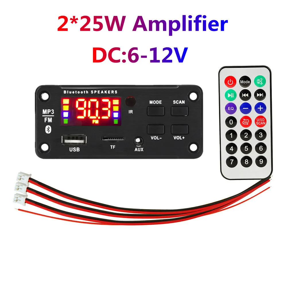 DC6V 18V 50W Amplifier MP3 Decoder Board Bluetooth V5.0 Car MP3 Player USB Recording Module FM AUX Radio For Speaker Handsfree samsung mp3 player MP3 Players