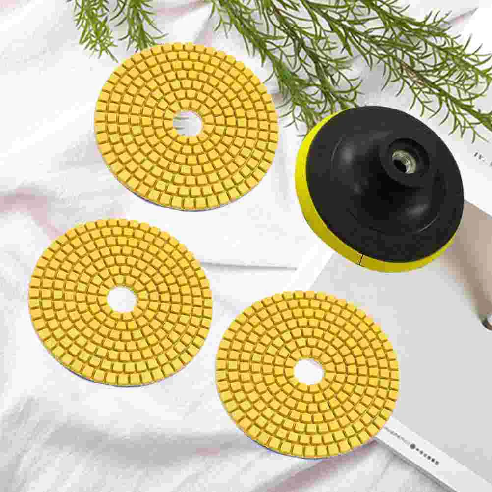 

3Pcs 4 Inches 300 Grits Wet/Dry Diamond Polishing Pads with Backer Pad with Stick Pad for Granite Stone Marble (Random Color)