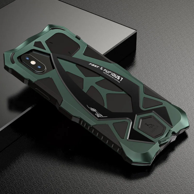 Shockproof Metal Shell Rugged Phone Case Armor Cover For iPhone 11 Pro XS Max X XR 7 8 Plus Military Grade Fundas Black Green