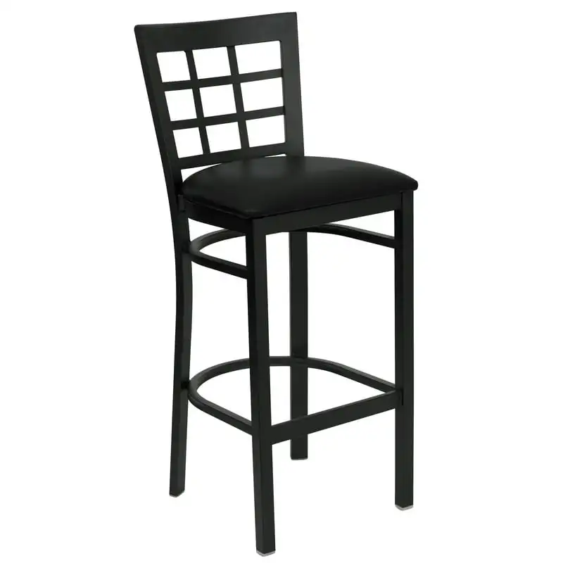 

HERCULES Series Black Window Back Metal Restaurant Barstool - Black Vinyl Wooden box Baking tray for oven Roti pan Aluminium pan