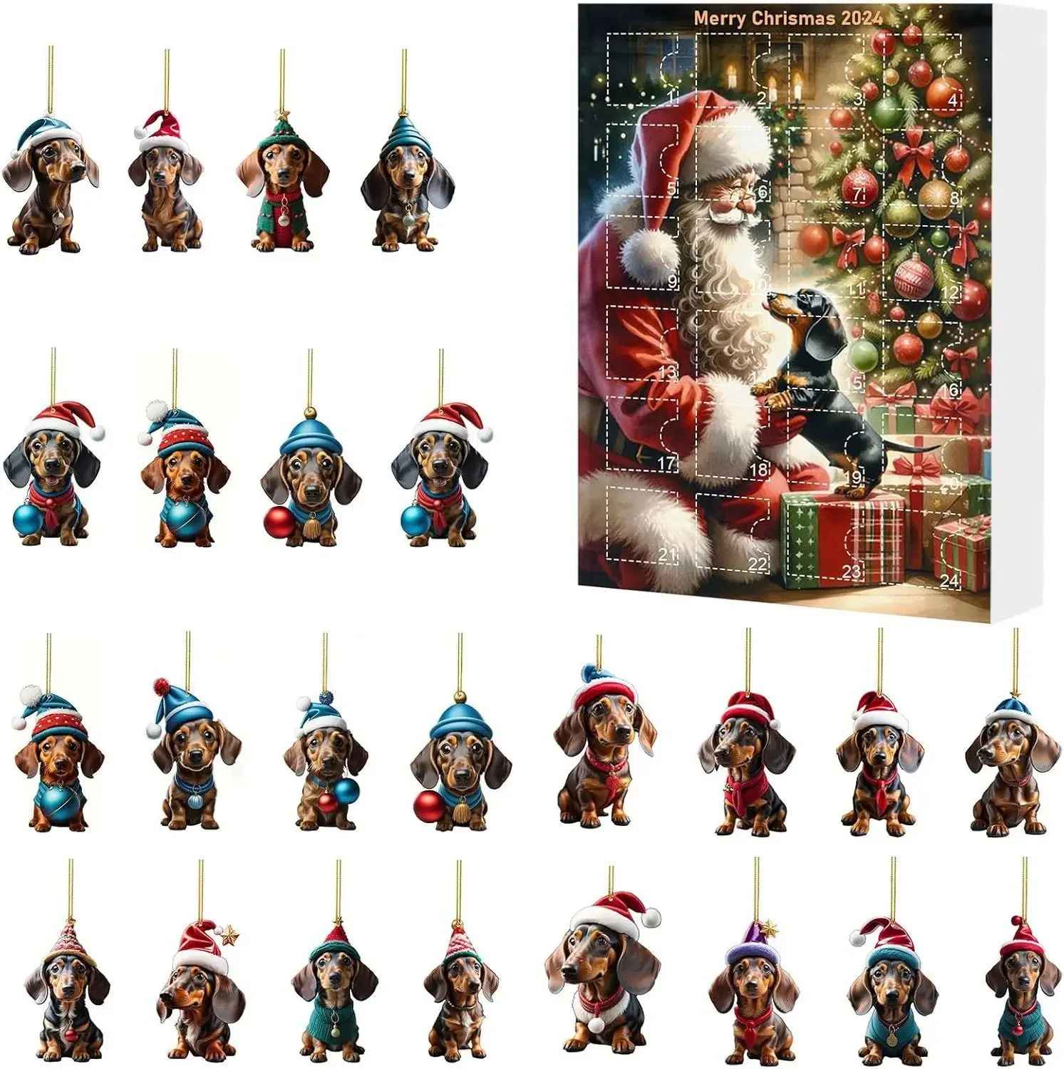 Advent Calendar Dachshunds Christmas Vacation Advent Calendar Collectible Funny Dog Set Gifts for Teenage Girls Boys