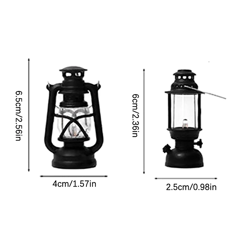6cm Mini Led Retro Glowing Pony Lantern Simulation Cande Light Night Light Dollhouse Miniature Kerosene Lamp Home Decor Toy 6