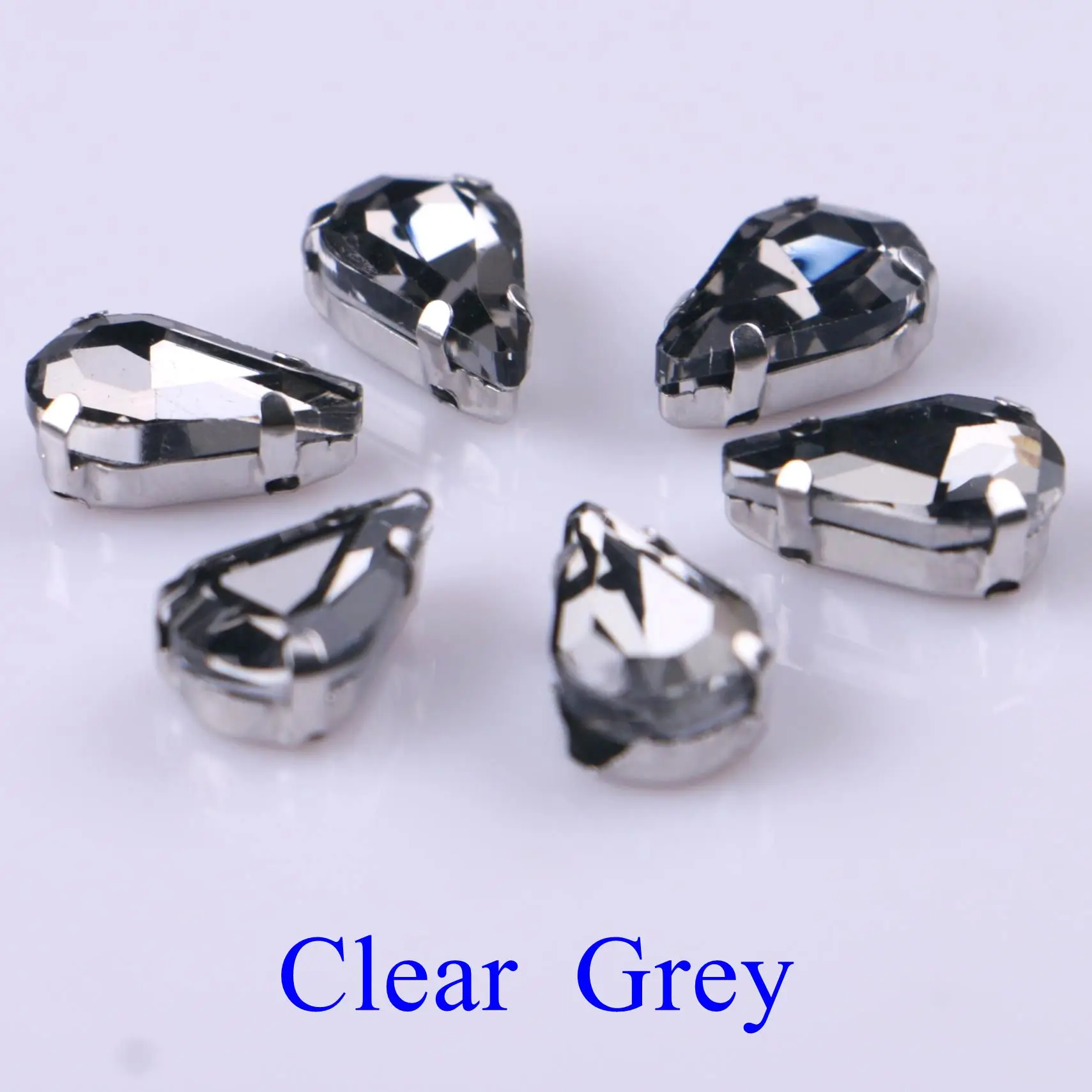 Elegant Teardrop Crystal Rhinestones with Claw Metal Base - 20 Piece Set