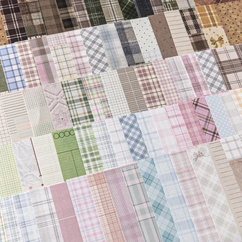 50pcs creative plaid Decor Scrapbook Vintage Material Paper Kit DIY Junk Journal Collage Photo Album Retro Background paper ﻿