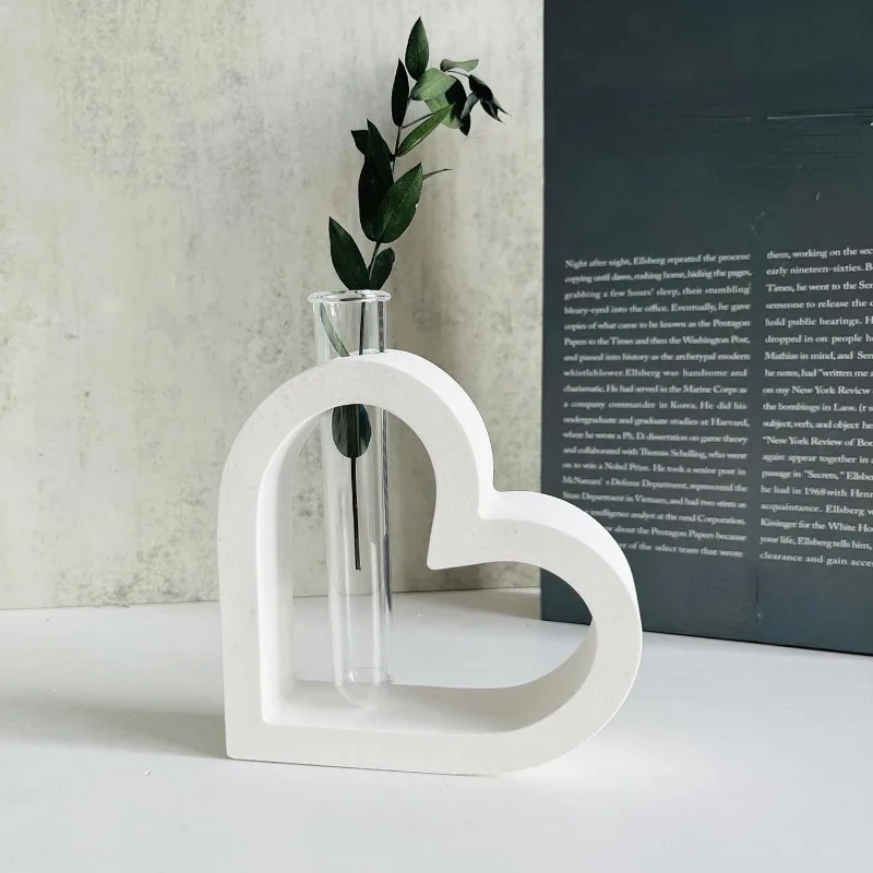 Silicone Mold Heart Vase Hydroponic Plant Flowerpot Cement Plaster Mould DIY Nordic Vase Test Tube Planter Resin Mold Home Decor