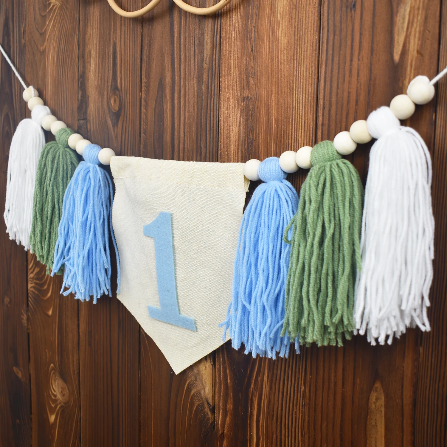 Description Picture 4 of item1pc 1st Birthday High Chair Banner Handmade Boho Yarn Tassel Banner First Birthday Party Decoration Supplies for Girls and Boys