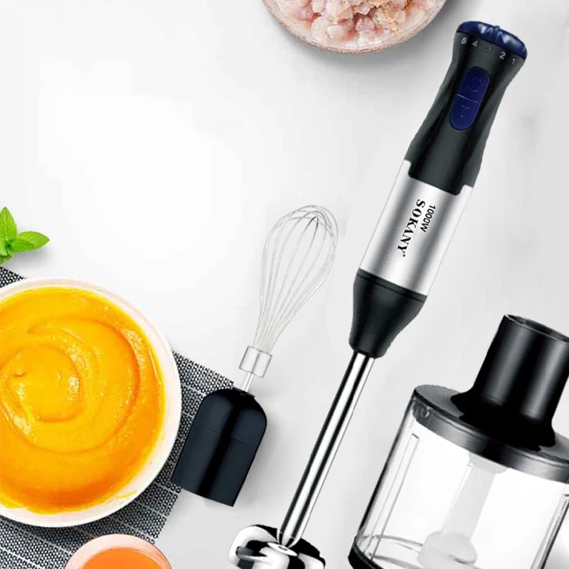 Hand Blender 1000W 4-In-1 Stainless Steel Kitchen Immersion Blender Smoothie Blender