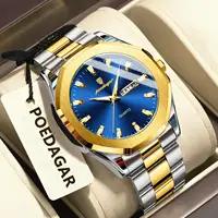 POEDAGAR Top Luxury Men Clock Waterproof Luminous Week Date Business Man Wristwatch Stainless Steel Quartz Fashion Men's Watches