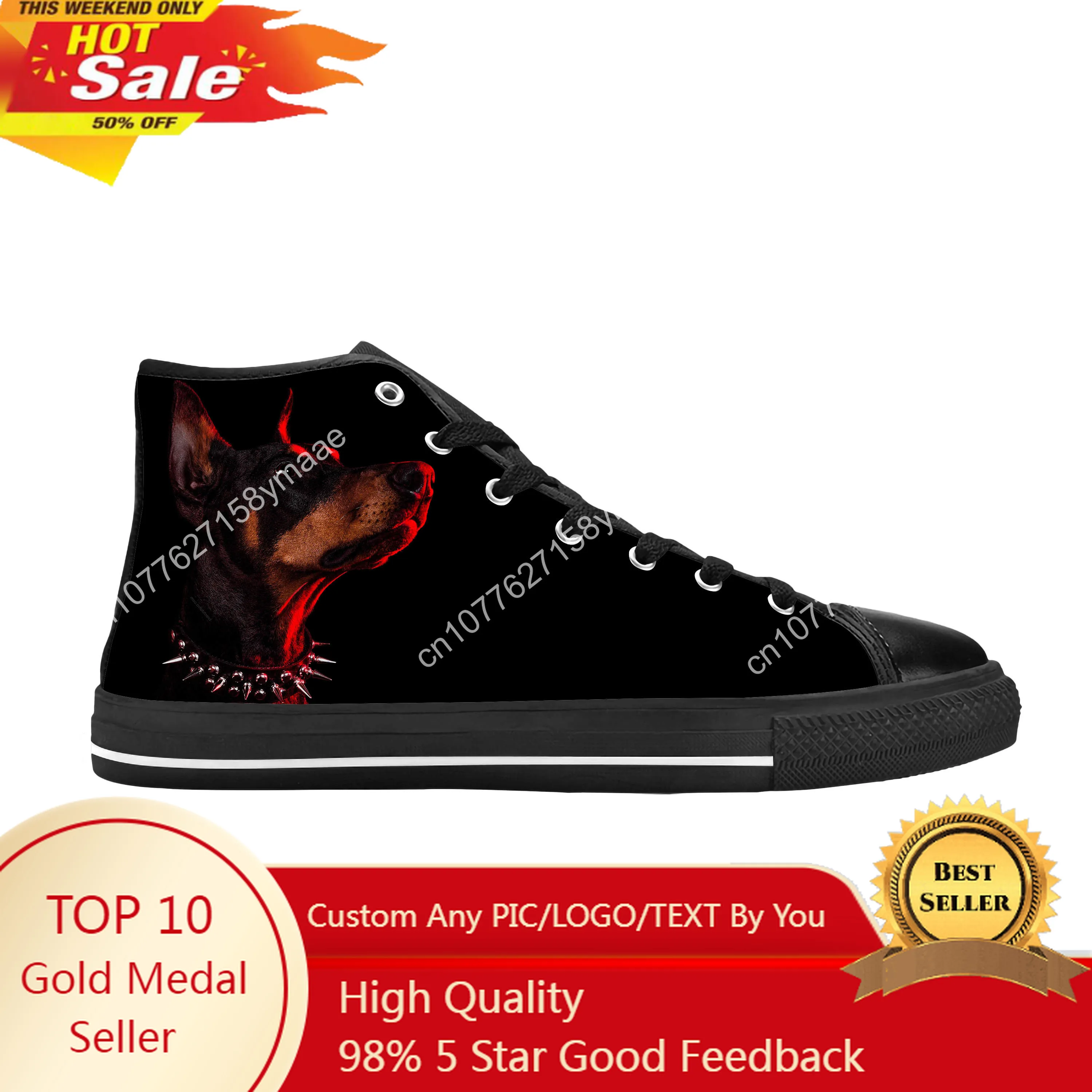 Doberman Dog Animal Rock Cartoon Anime Manga Cool Casual Cloth Shoes High Top Comfortable Breathable 3D Print Men Women Sneakers animal cow print pattern anime cartoon manga cool casual cloth shoes high top comfortable breathable 3d print men women sneakers