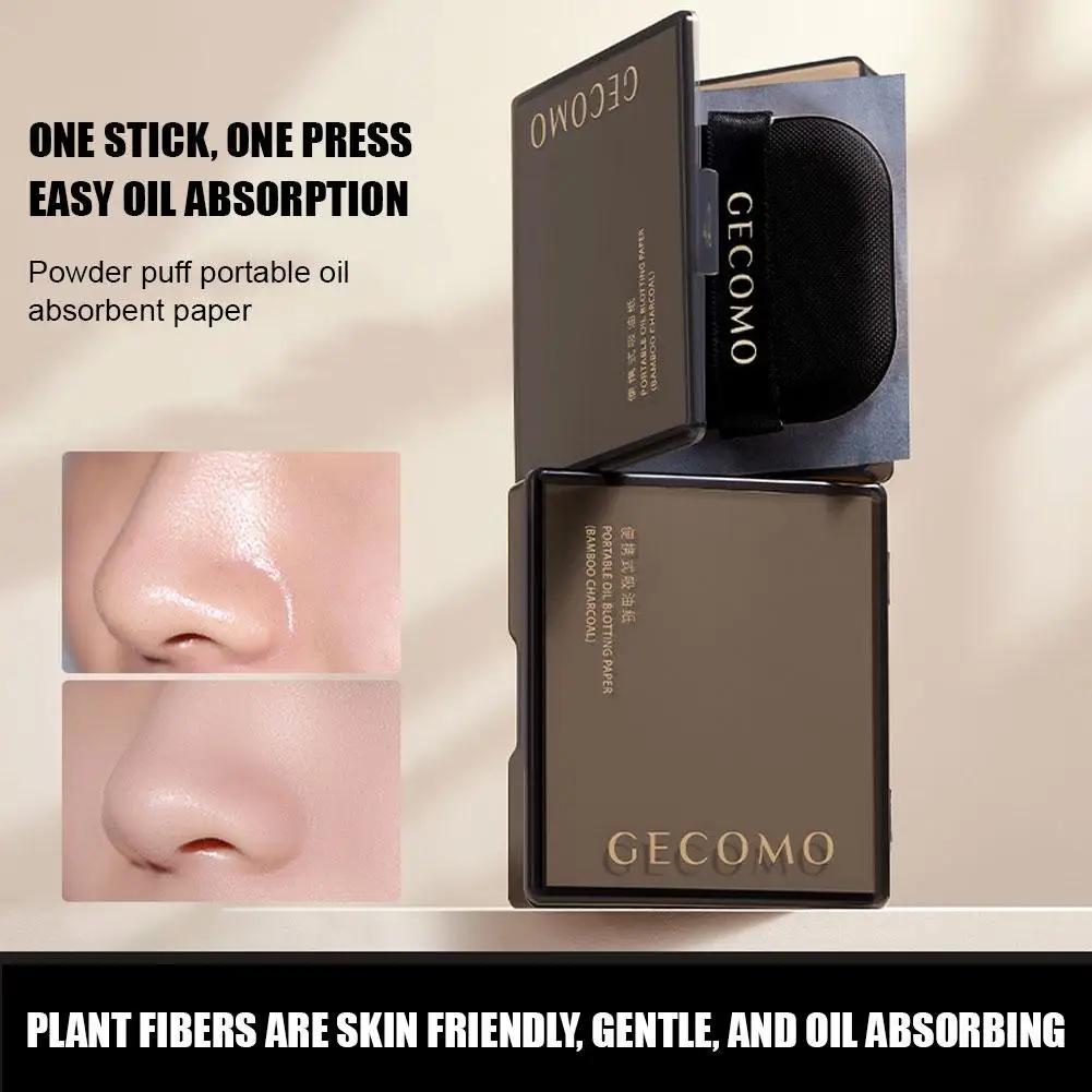 100PC Bamboo Blotting Papers With Mirror&Makeup Puff Refreshing Portables Oil Control Tool Kits Facial Oil Absorbing Sheets Care