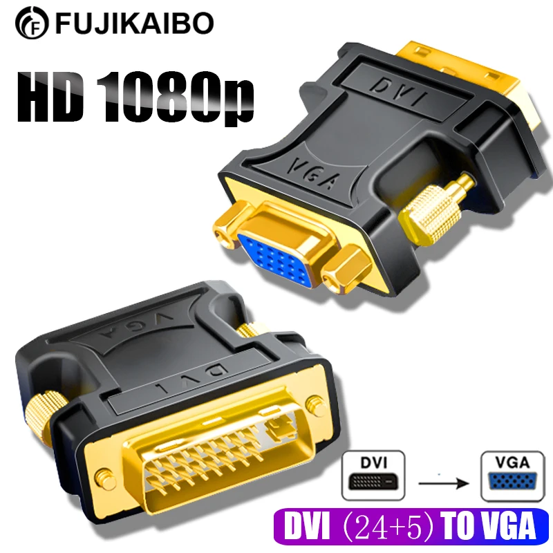 PC HDTV 박스 프로젝터용 비디오 그래픽 카드 컨버터, DVI-VGA 어댑터, DVI-I 수 24 + 5 핀-VGA 암 어댑터, 1080P HD
