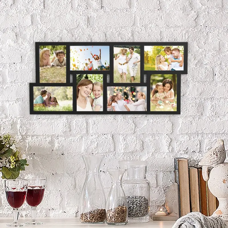 Collage Picture Frame with 7 Openings for Three 4x6 and Four 5x7 Photos-  Wall Hanging Display for Personalized Decor (Black) - AliExpress