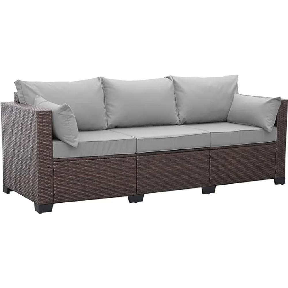 Outdoor sofa set Outdoor rattan furniture set Patio 3 Seater Sofa Outdoor Furniture with Waterproof Cover Anti-Slip Cushions