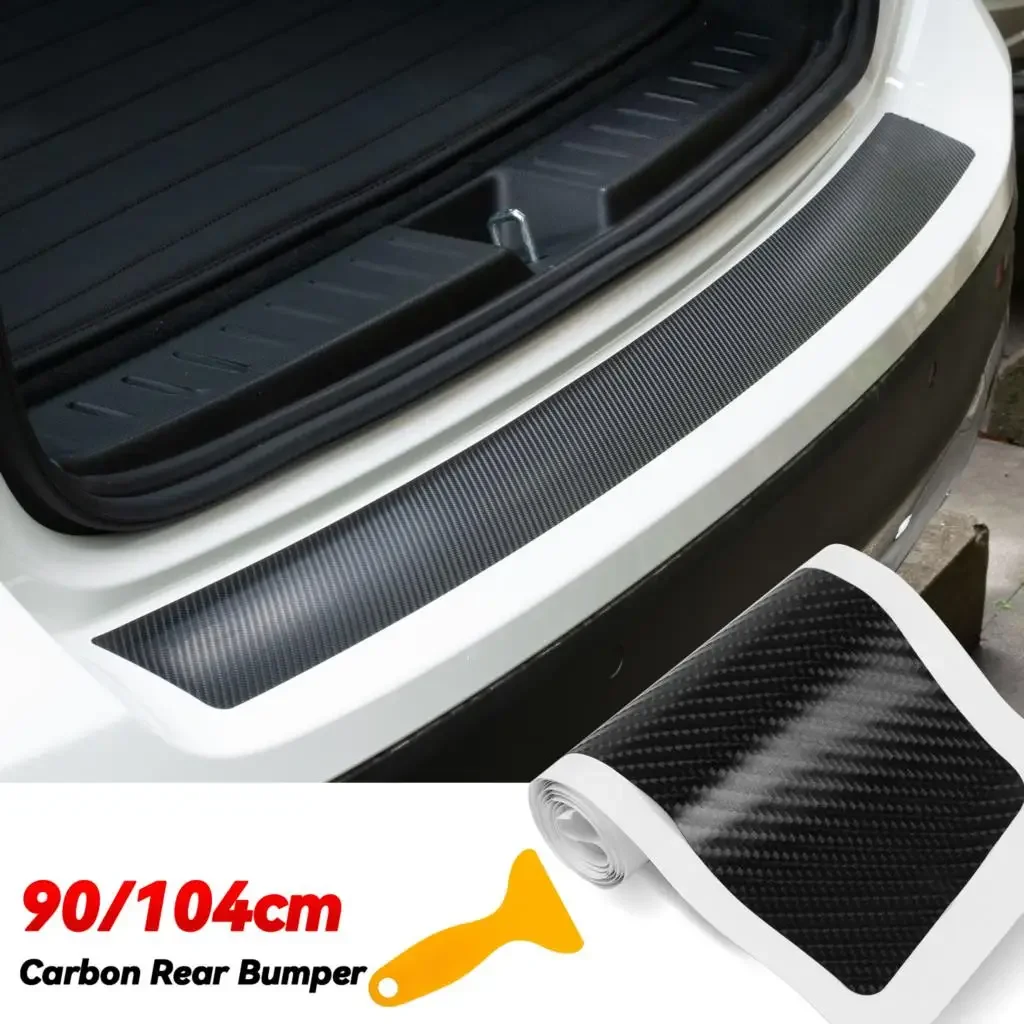 Carbon Fiber Car Rear Guard Plate Sticker for Trunk Bumper Protection