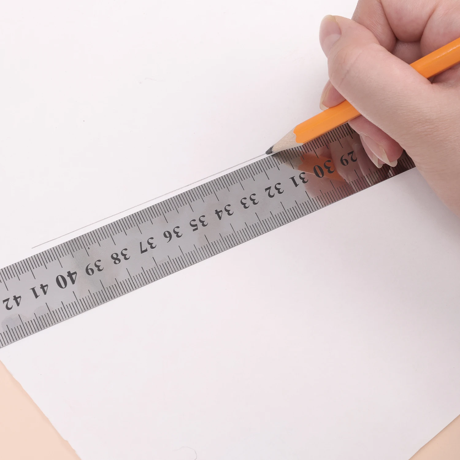 Stainless Steel Metal Straight Ruler Double Sided Precision Measuring Tool Metric Ruler 50cm DIY Drawing Centimeter Inches Scale