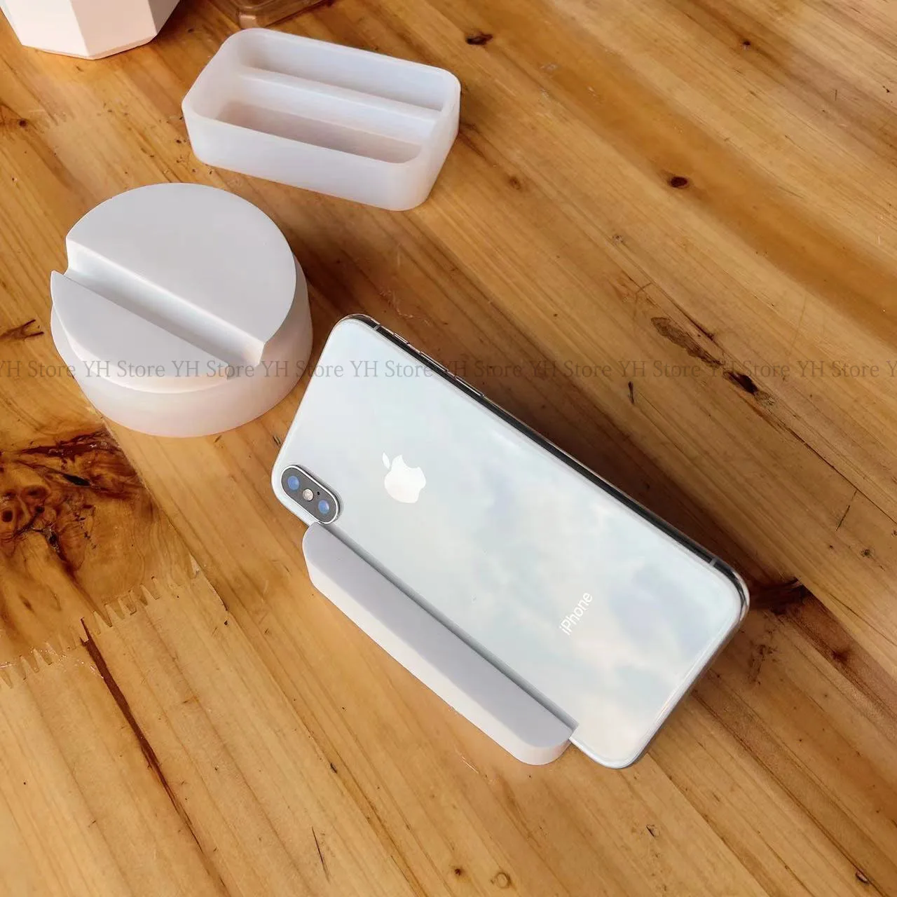 Resin Cellphone Holder Casting Silicone Mould Plaster Crafts Making Tools Concrete Cement Gypsum iPhone Stands Tray Molds silicone mold