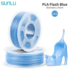 SUNLU PLA Glitter Filament Flash Blue Low Shrinkage Enviornmental 1KG/Roll 3D Printer Printing Material For Art Design Sample