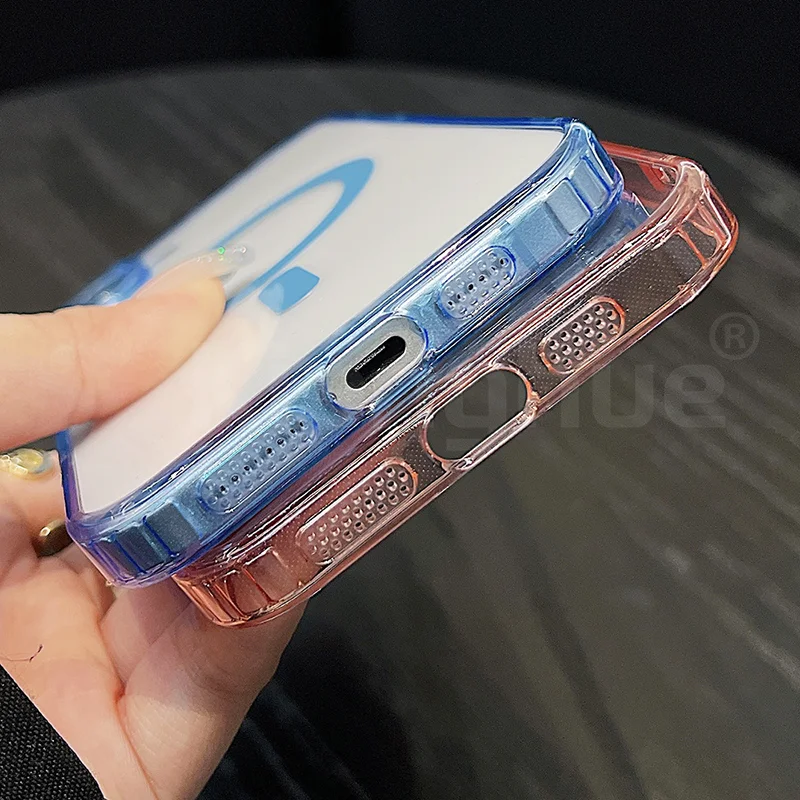 Transparent Luxury Magnetic MagSafe Case - Candy Color Hybrid TPU Shell