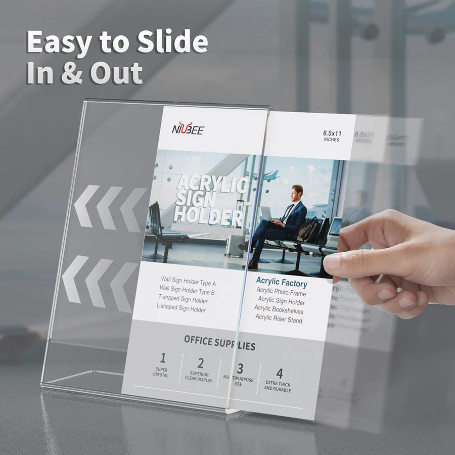 A4 Acrylic display rack information rack brochure color page single-page Desktop Flyer Front Desk Card Holder 6pcs acrylic sign holders