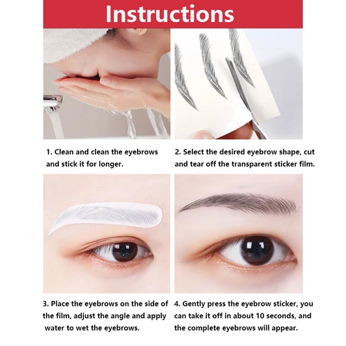 4D 헤어 같은 눈썹 스티커, 메이크업 방수 눈썹 문신 스티커, 오래 지속되는 자연스러운 가짜 눈썹 스티커 화장품 2