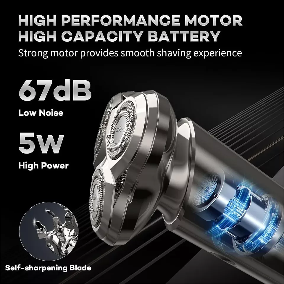 SEJOY Anti-Pinch Electric Shaver Beard Trimmer 3D Rotary Razor Electric Razor for Men Waterproof 4