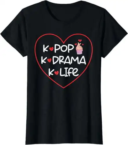 

K-Pop K-Drama K-Life Корейская футболка с пальцами и сердцем