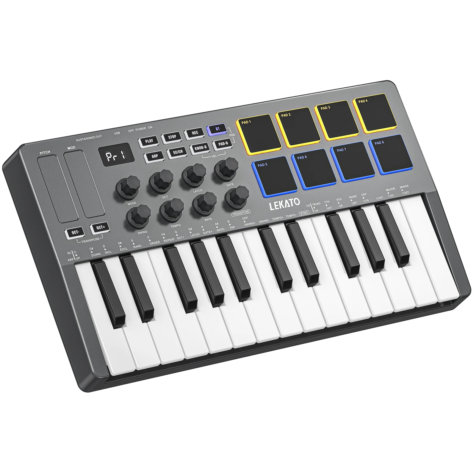 Lekato 25-key Midi Controller Keyboard Piano Mini Usb Keyboard Bluetooth  Midi 8 Backlit Drum 8 Rgb Music Keyboard Instruments - Guitar Parts &  Accessories - AliExpress