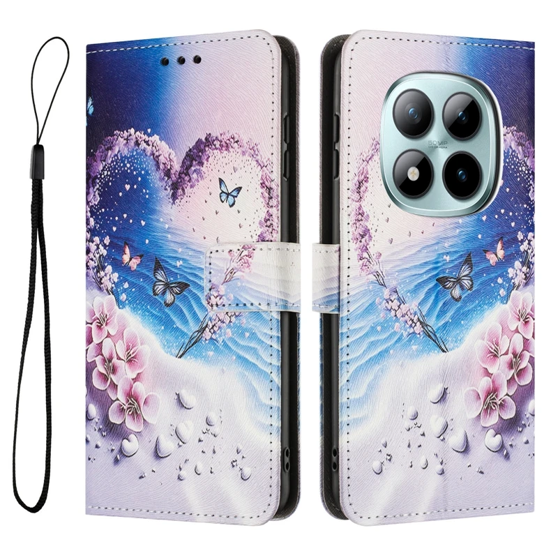 Elegant Wallet Flip Phone Case with Painted Design - Premium Protection and Style