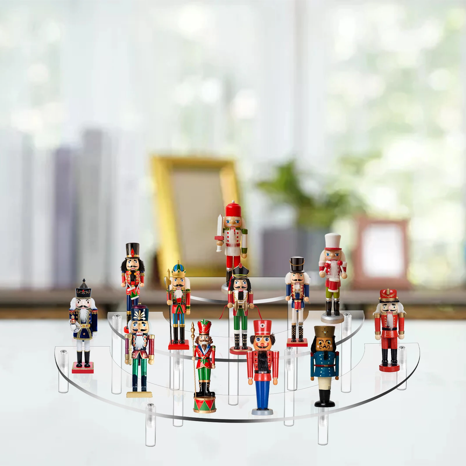 4pcs Half Moon Display Holder Multifunction Acrylic Risers Holder Fixed Securely Space-saving for Wedding Home Birthday Party