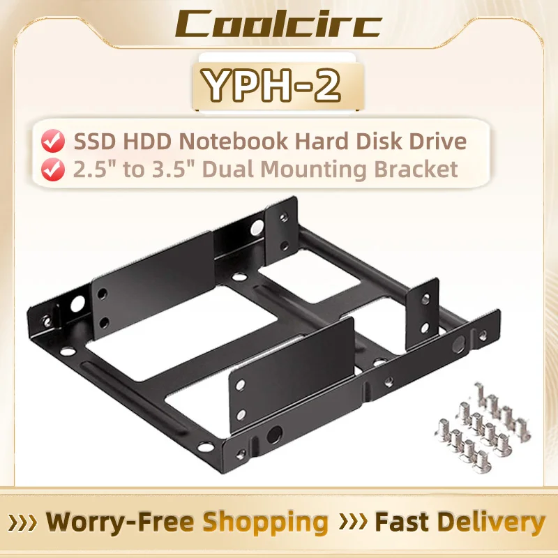 COOLCIRC Metal Dual 2.5" To 3.5" Hard Drive Bay Mounting Bracket - 2 X 2.5" To 3.5" HDD / SSD Mounting Bracket