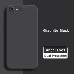 Angel Eyes Liquid Silicone Shockproof Phone Case with Soft Lens Protection for iPhone SE 2022 (SE3) (Graphite Black)
