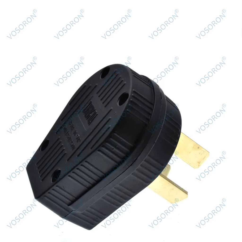 Nema 10-50P Plug 50-Amp 125V-250V 125/250V Dryer Plug Angled 3 Pole 3 Wire Grounding Straight Blade for Dyer and Ranges